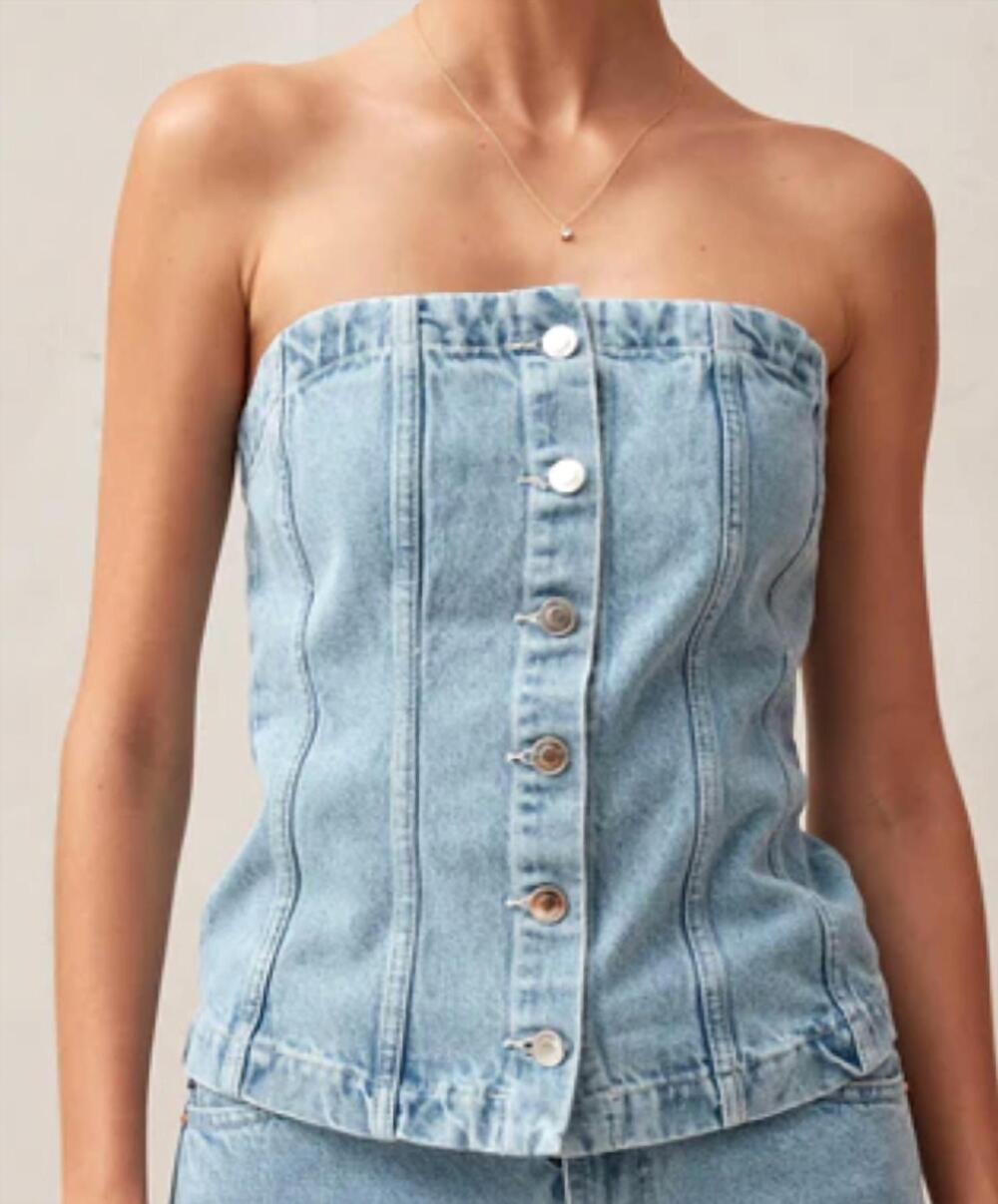 NEW ALOHAS troyes denim top in blue